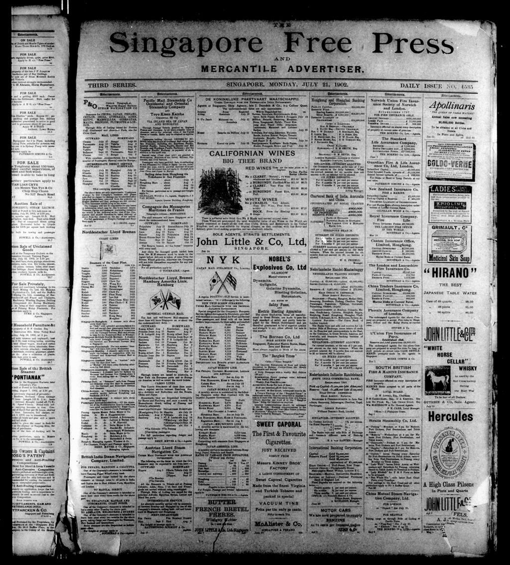 Miniature of Singapore Free Press and Mercantile Advertiser 21 July 1902