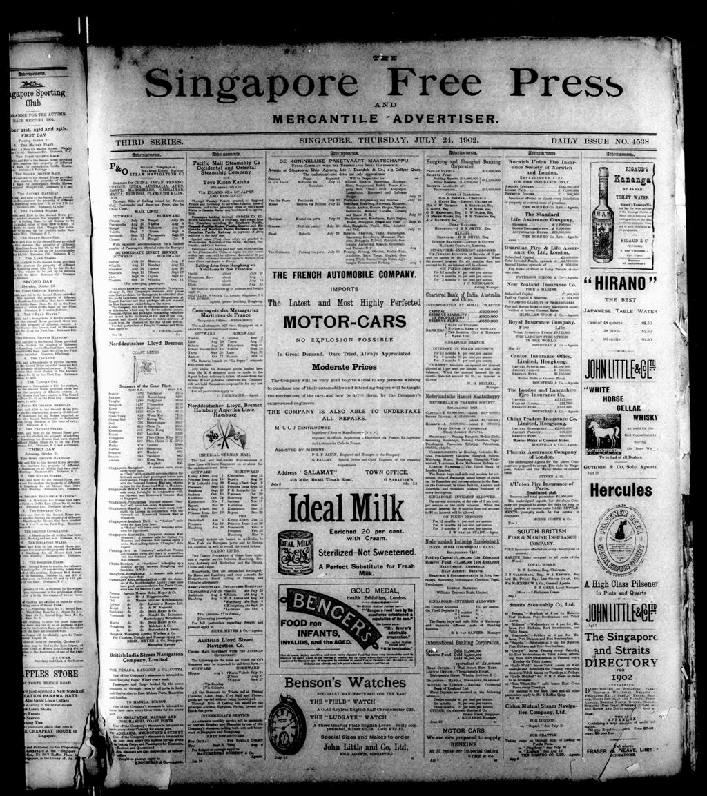 Miniature of Singapore Free Press and Mercantile Advertiser 24 July 1902