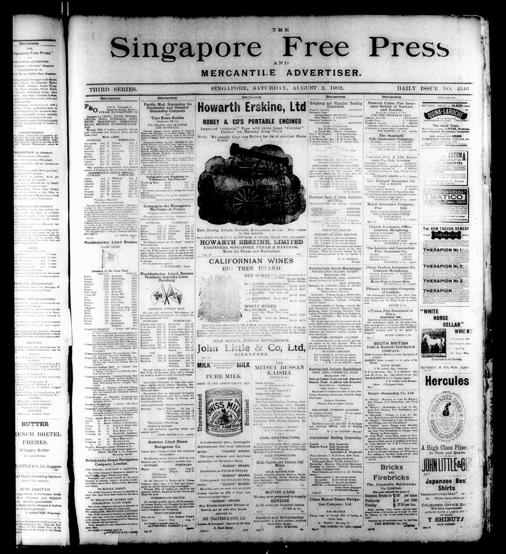 Miniature of Singapore Free Press and Mercantile Advertiser 02 August 1902