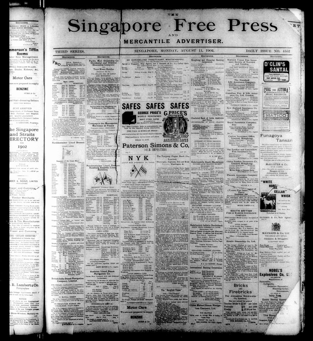 Miniature of Singapore Free Press and Mercantile Advertiser 11 August 1902