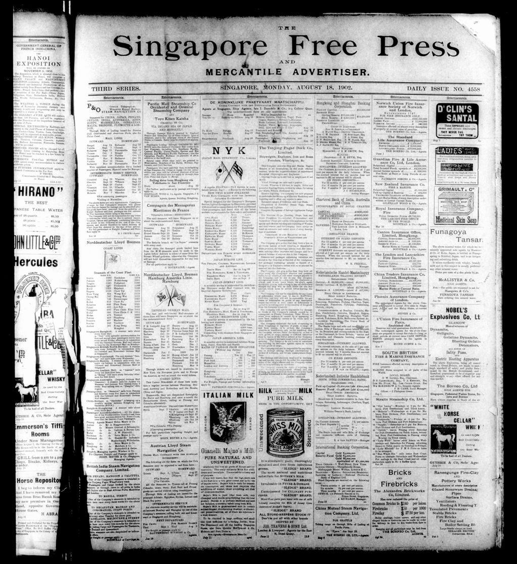 Miniature of Singapore Free Press and Mercantile Advertiser 18 August 1902