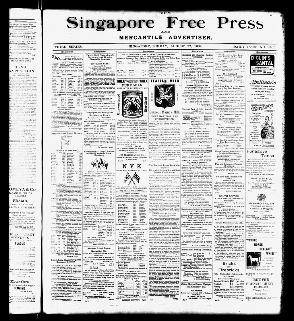 Miniature of Singapore Free Press and Mercantile Advertiser 22 August 1902