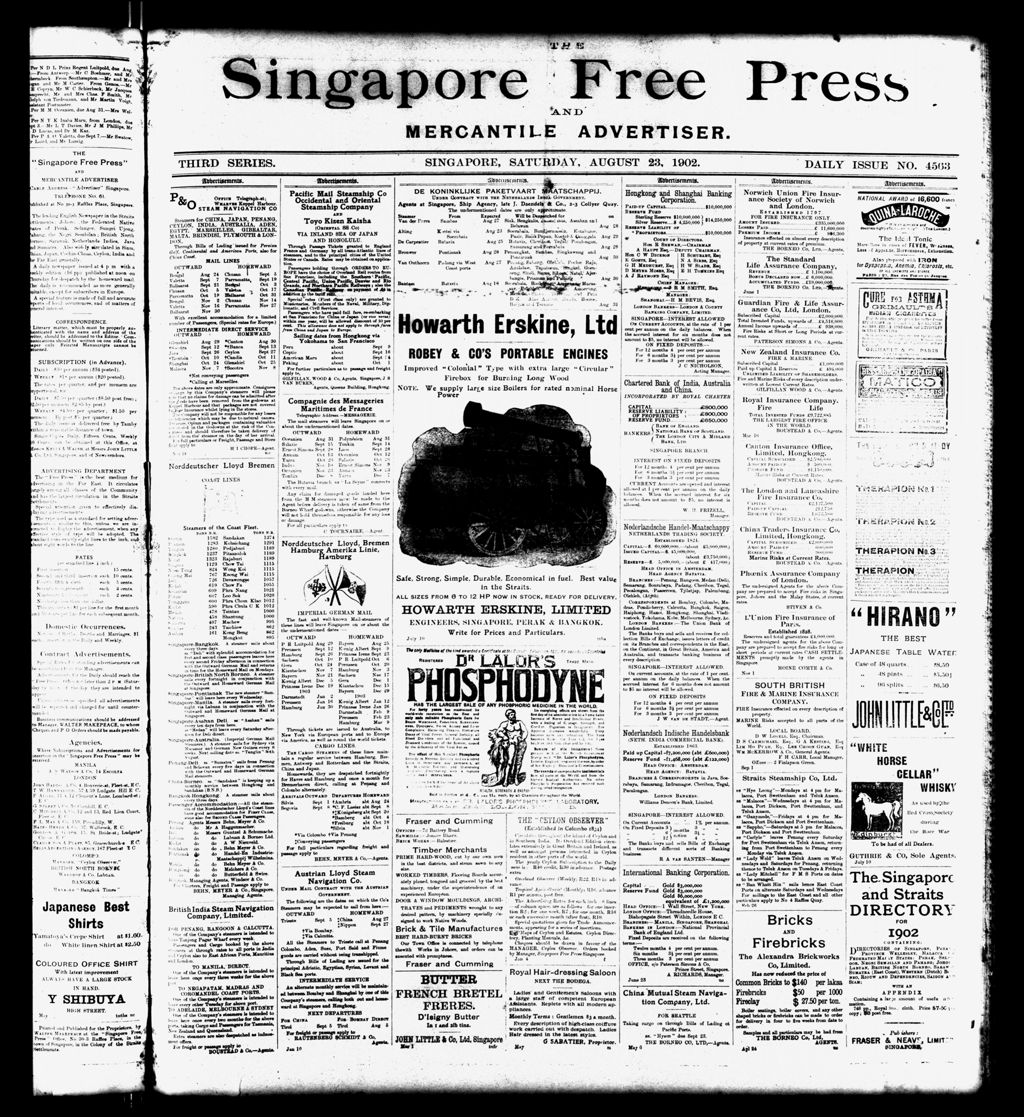 Miniature of Singapore Free Press and Mercantile Advertiser 23 August 1902