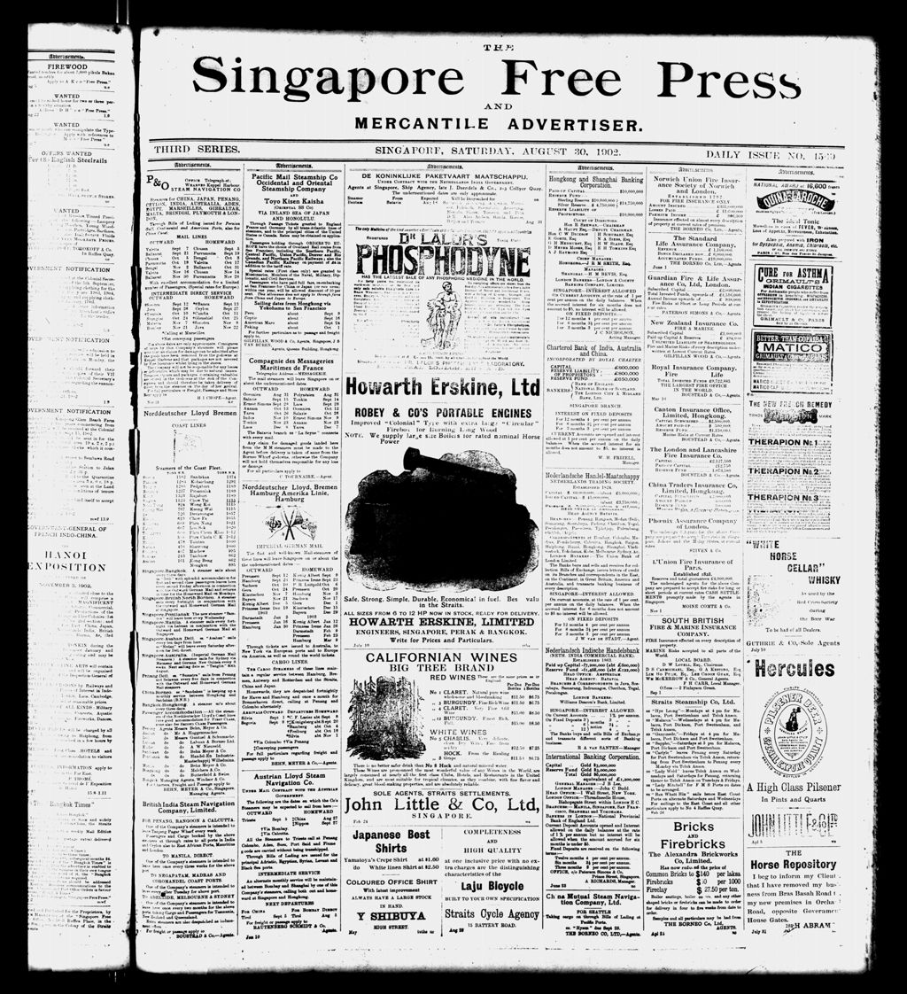 Miniature of Singapore Free Press and Mercantile Advertiser 30 August 1902