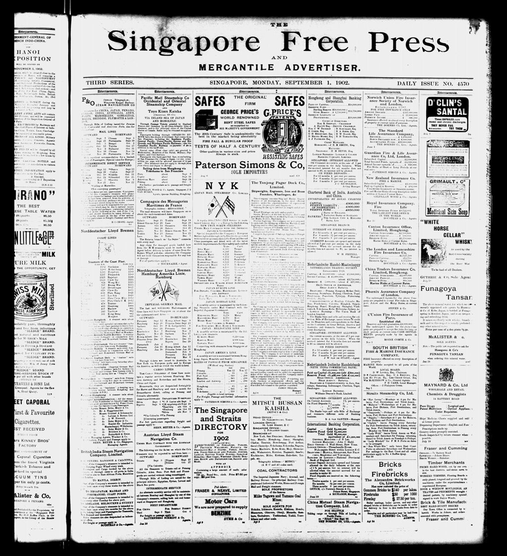 Miniature of Singapore Free Press and Mercantile Advertiser 01 September 1902