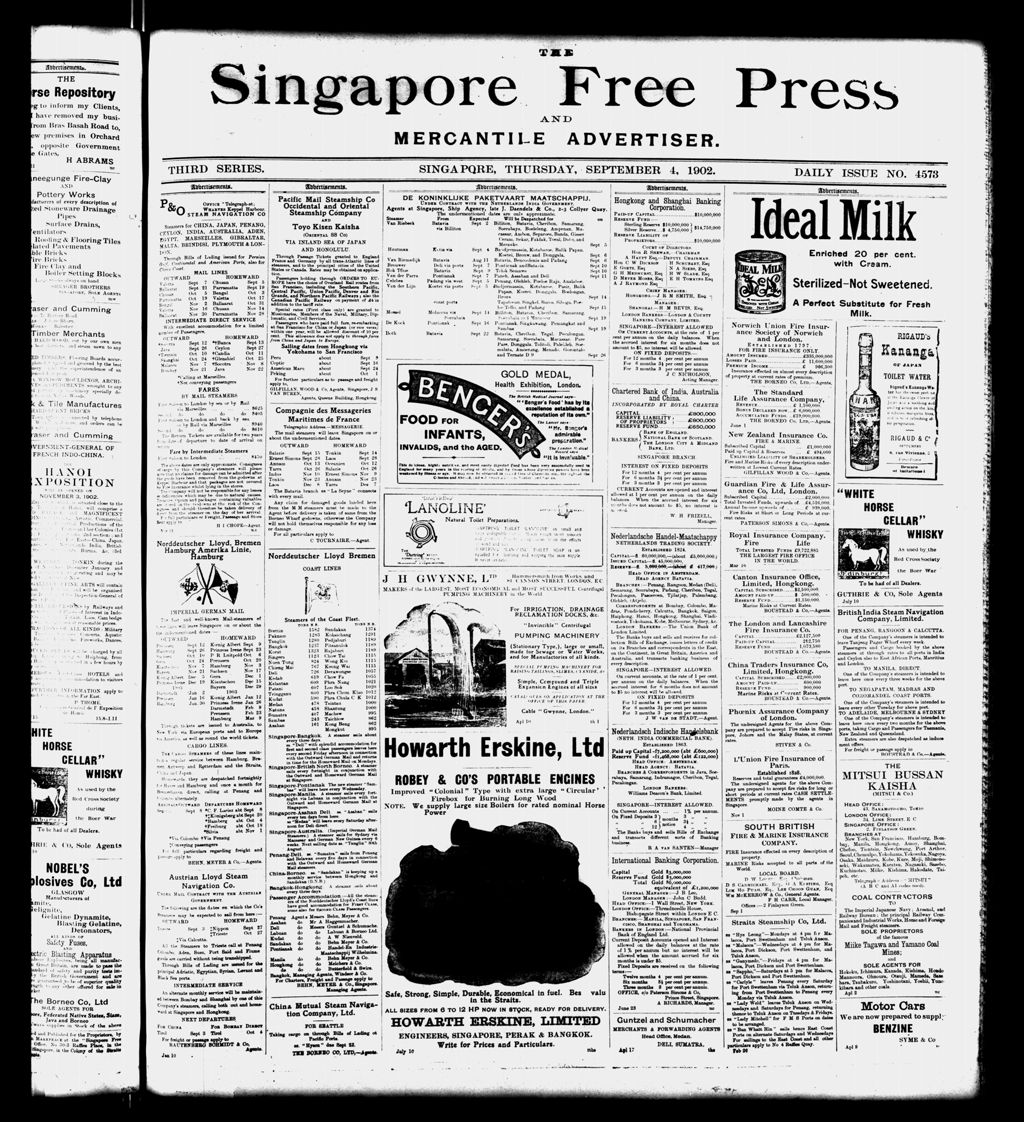 Miniature of Singapore Free Press and Mercantile Advertiser 04 September 1902