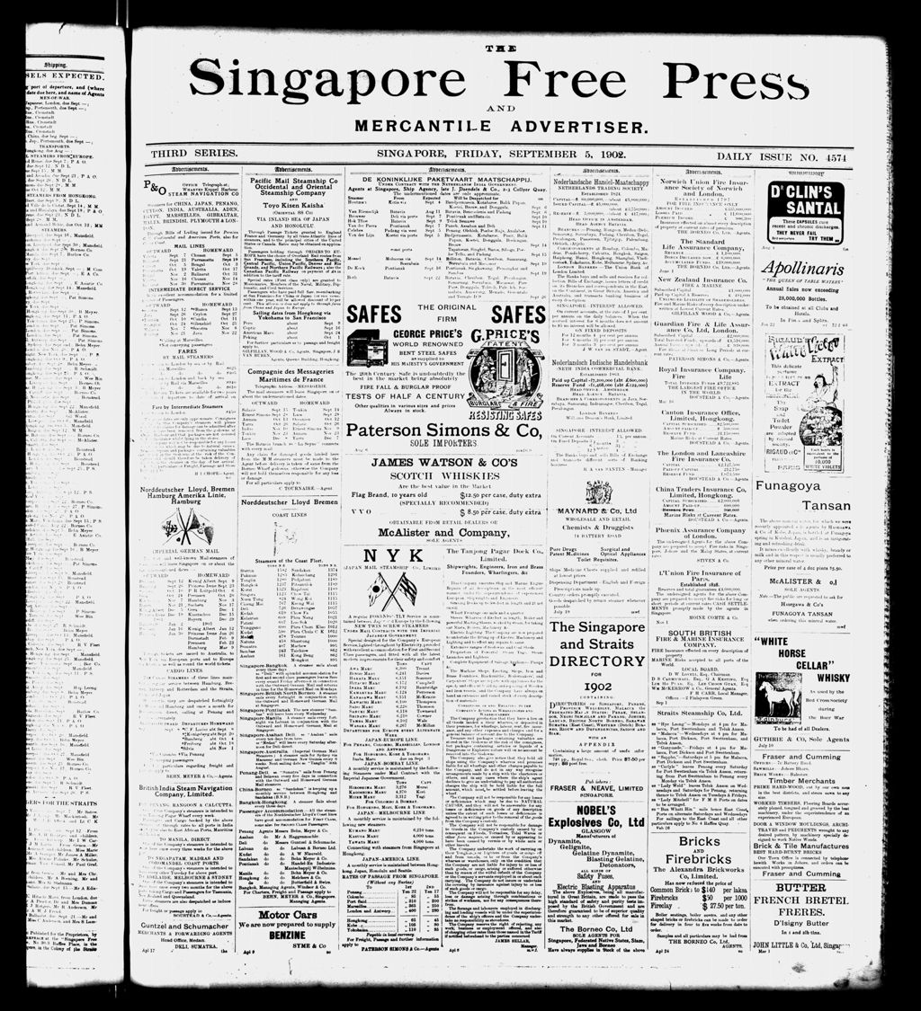 Miniature of Singapore Free Press and Mercantile Advertiser 05 September 1902