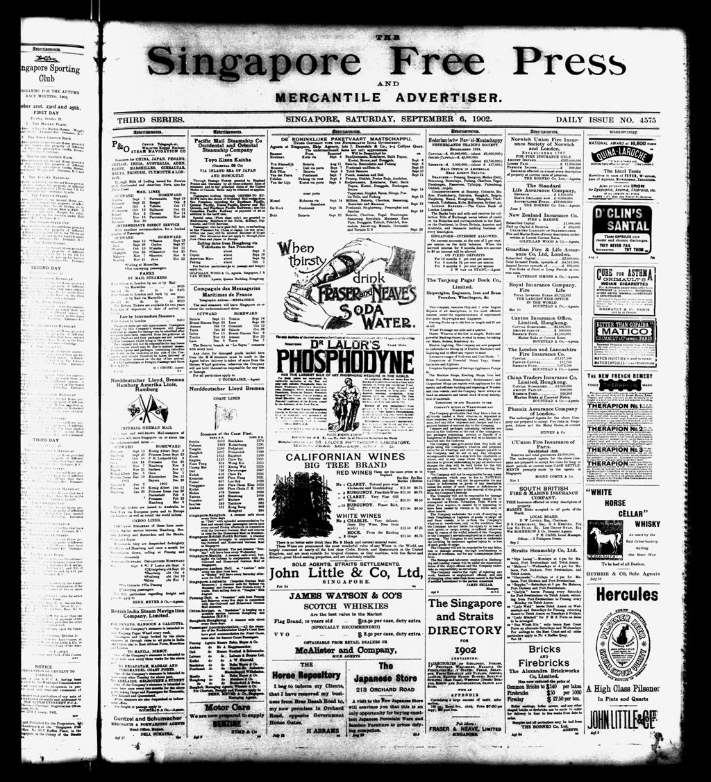 Miniature of Singapore Free Press and Mercantile Advertiser 06 September 1902