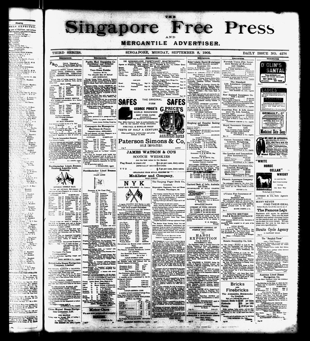 Miniature of Singapore Free Press and Mercantile Advertiser 08 September 1902