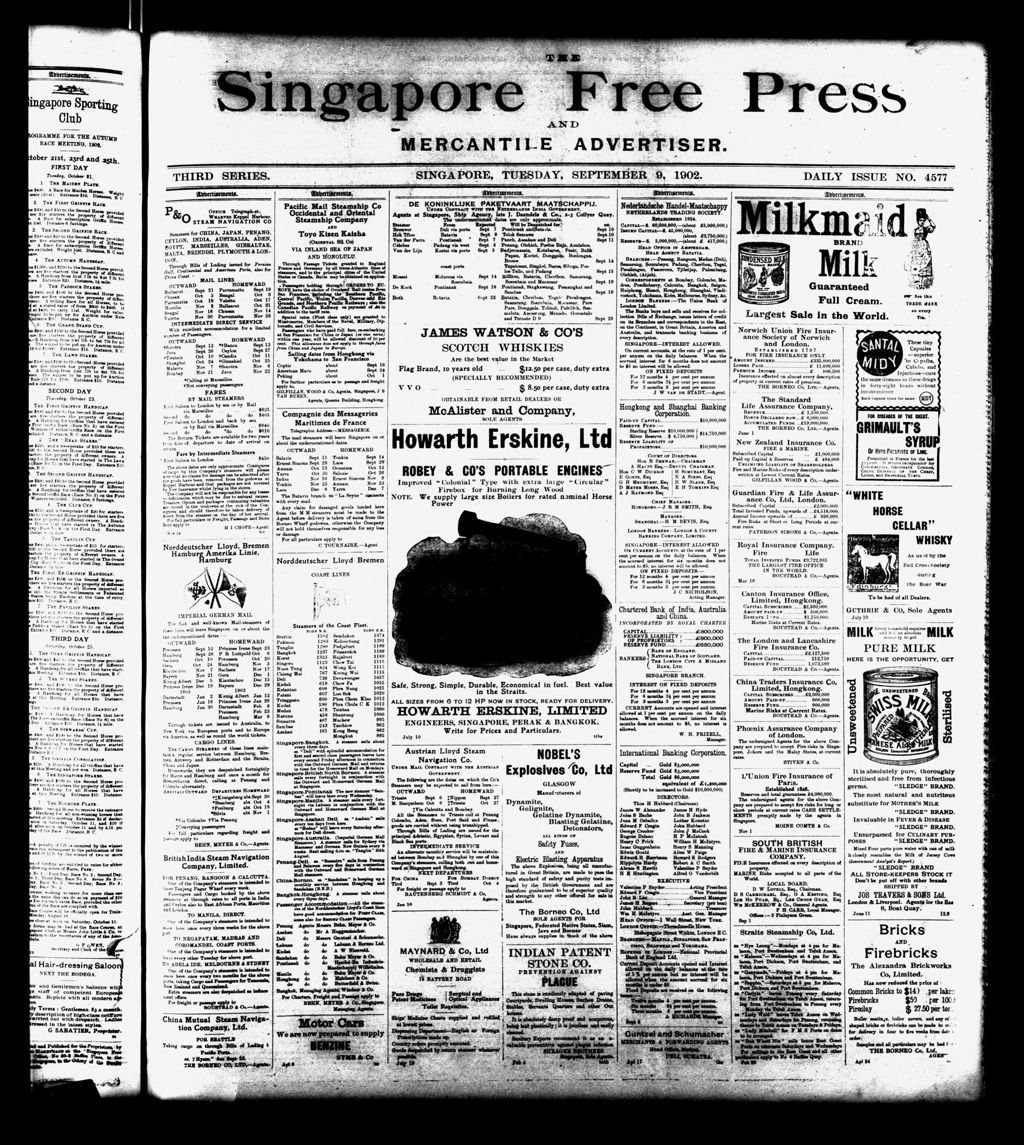 Miniature of Singapore Free Press and Mercantile Advertiser 09 September 1902