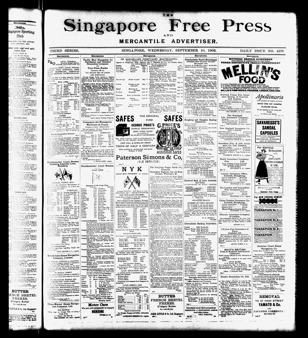 Miniature of Singapore Free Press and Mercantile Advertiser 10 September 1902