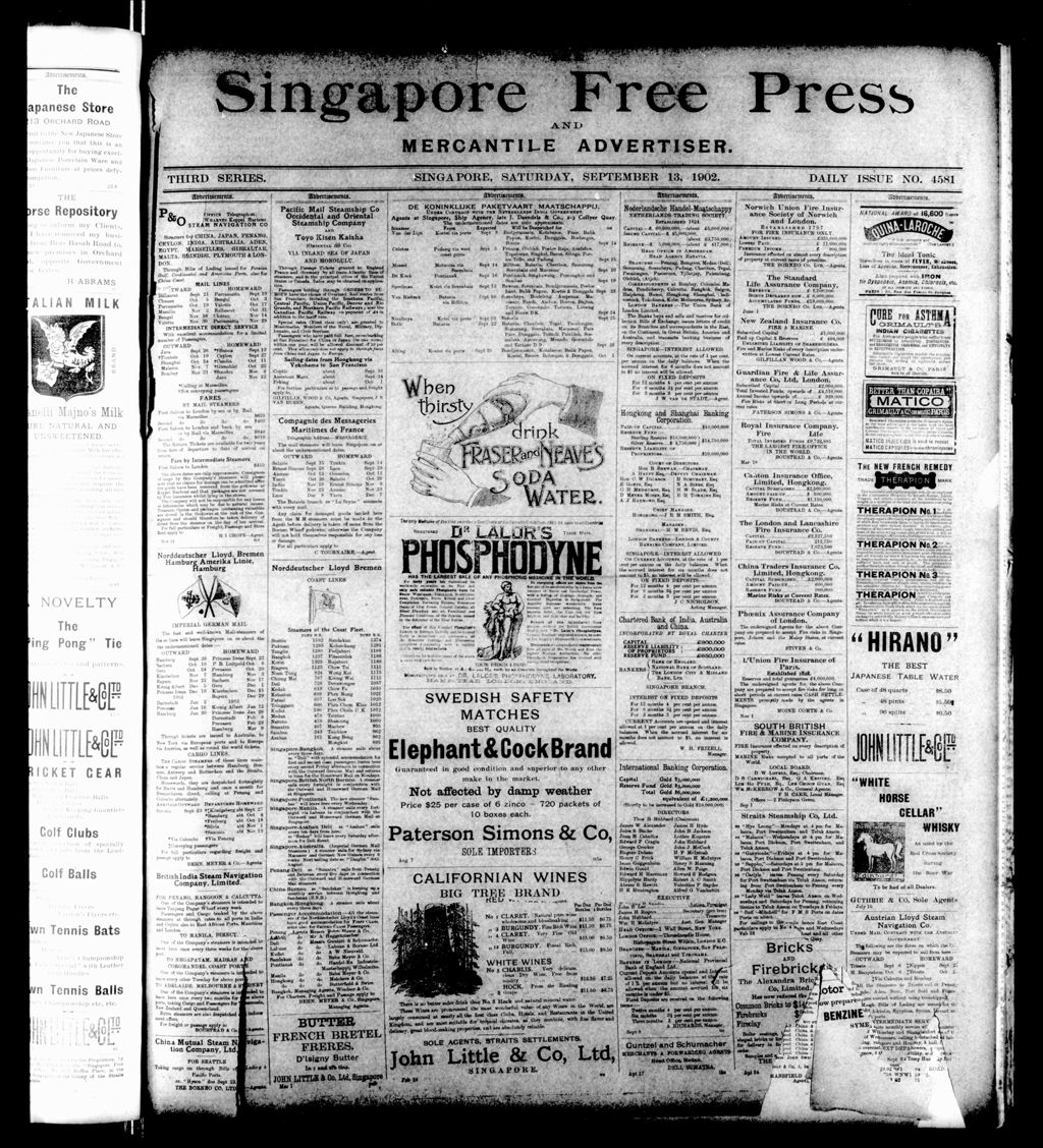 Miniature of Singapore Free Press and Mercantile Advertiser 13 September 1902