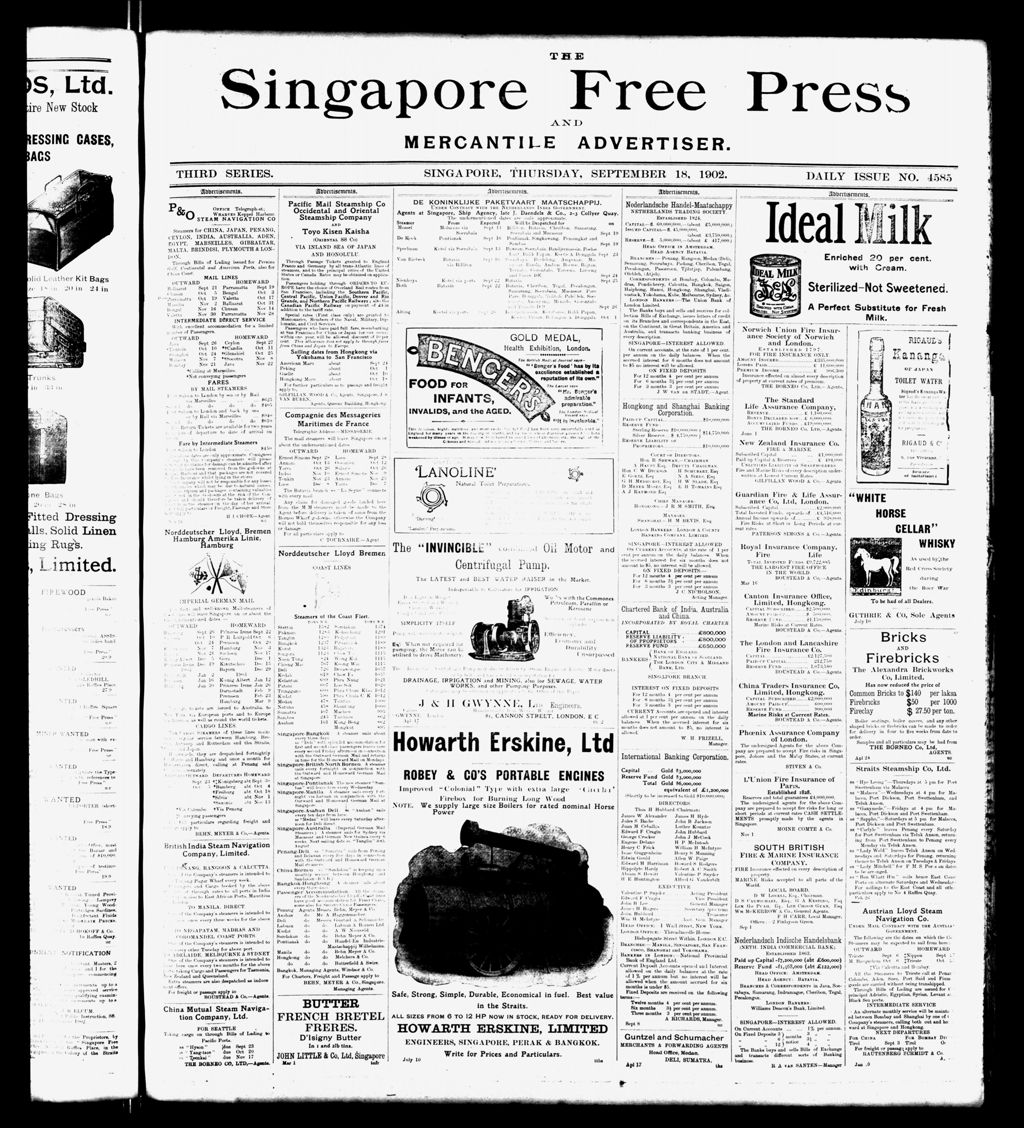 Miniature of Singapore Free Press and Mercantile Advertiser 18 September 1902