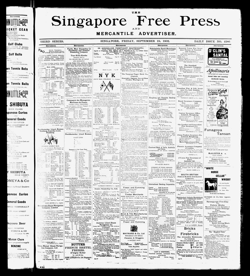 Miniature of Singapore Free Press and Mercantile Advertiser 19 September 1902