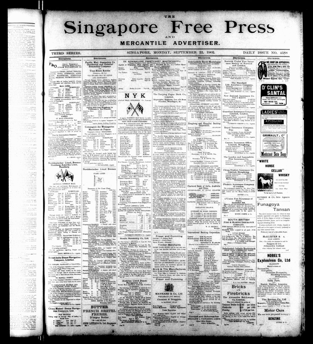 Miniature of Singapore Free Press and Mercantile Advertiser 22 September 1902