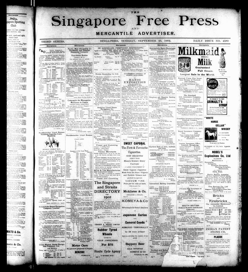 Miniature of Singapore Free Press and Mercantile Advertiser 23 September 1902