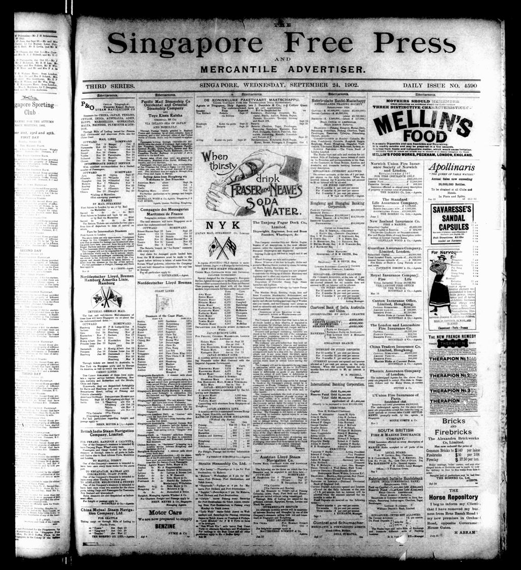 Miniature of Singapore Free Press and Mercantile Advertiser 24 September 1902