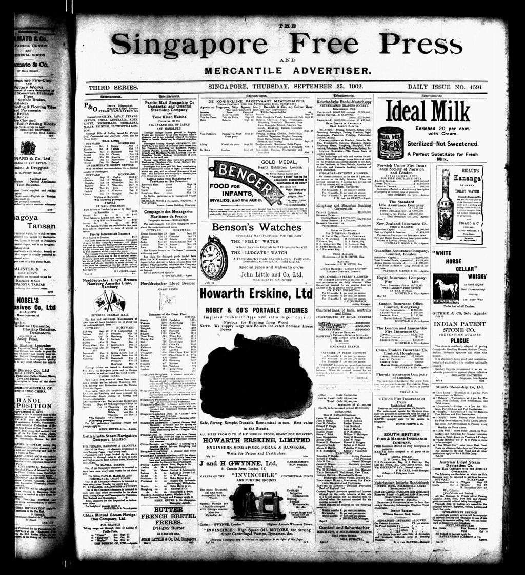 Miniature of Singapore Free Press and Mercantile Advertiser 25 September 1902