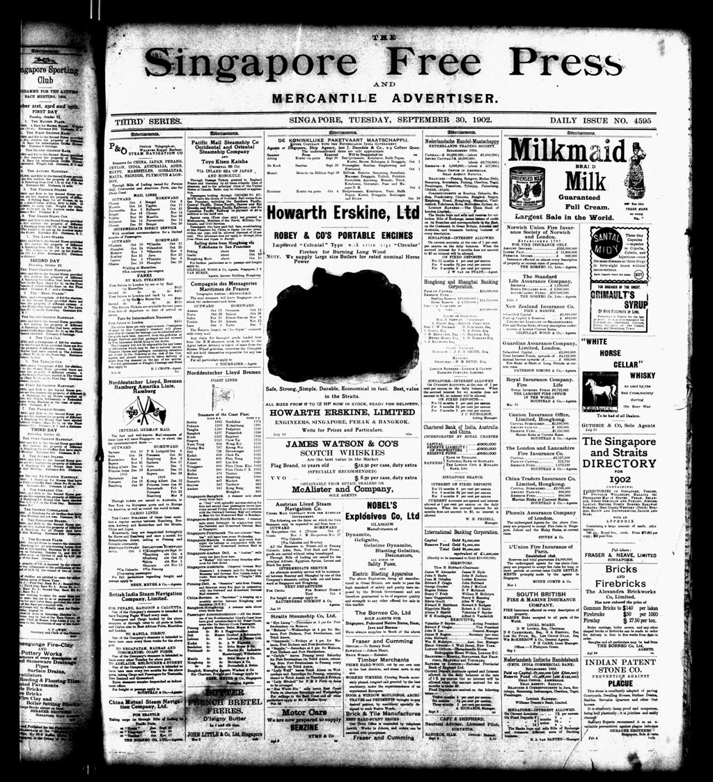 Miniature of Singapore Free Press and Mercantile Advertiser 30 September 1902