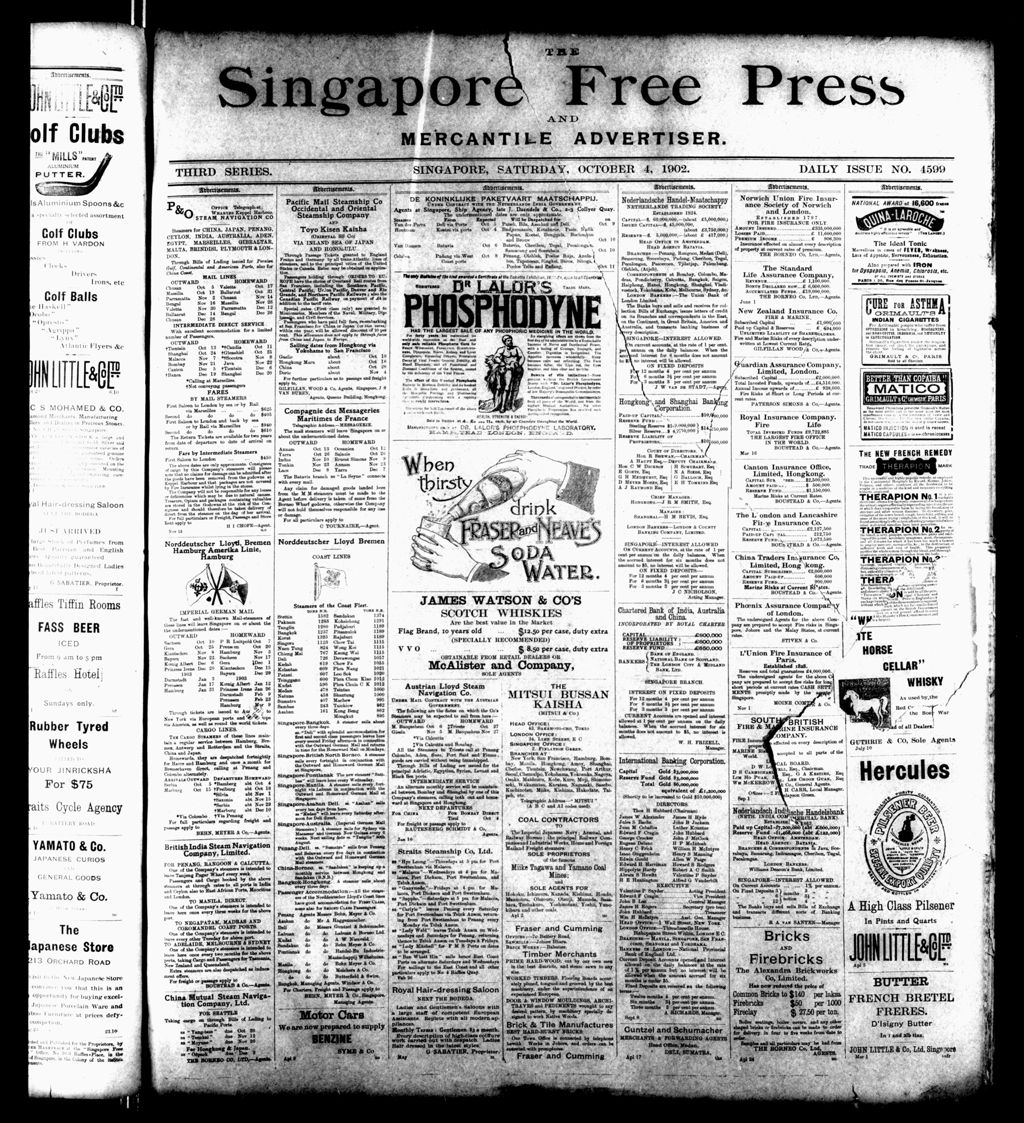 Miniature of Singapore Free Press and Mercantile Advertiser 04 October 1902