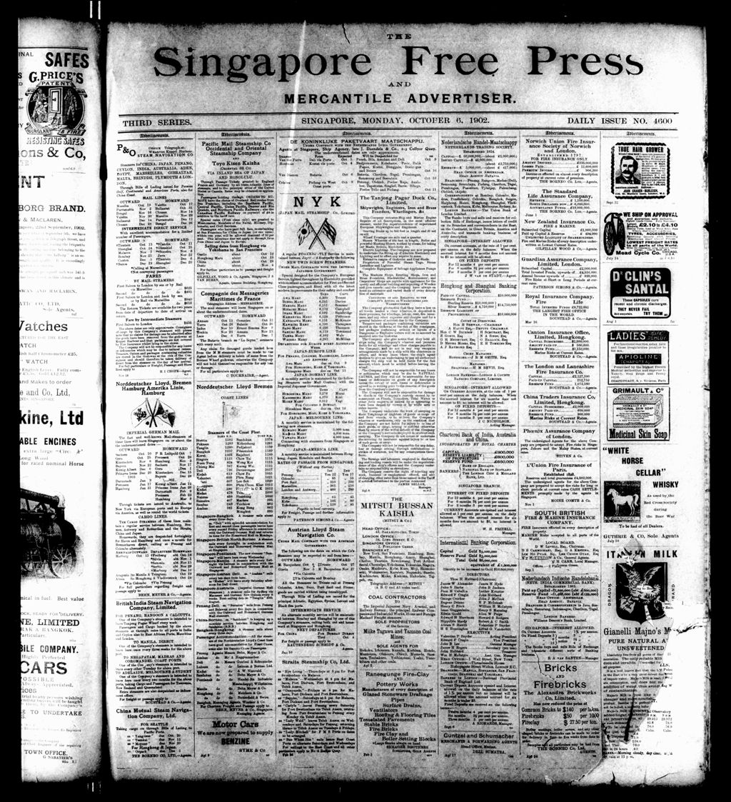 Miniature of Singapore Free Press and Mercantile Advertiser 06 October 1902