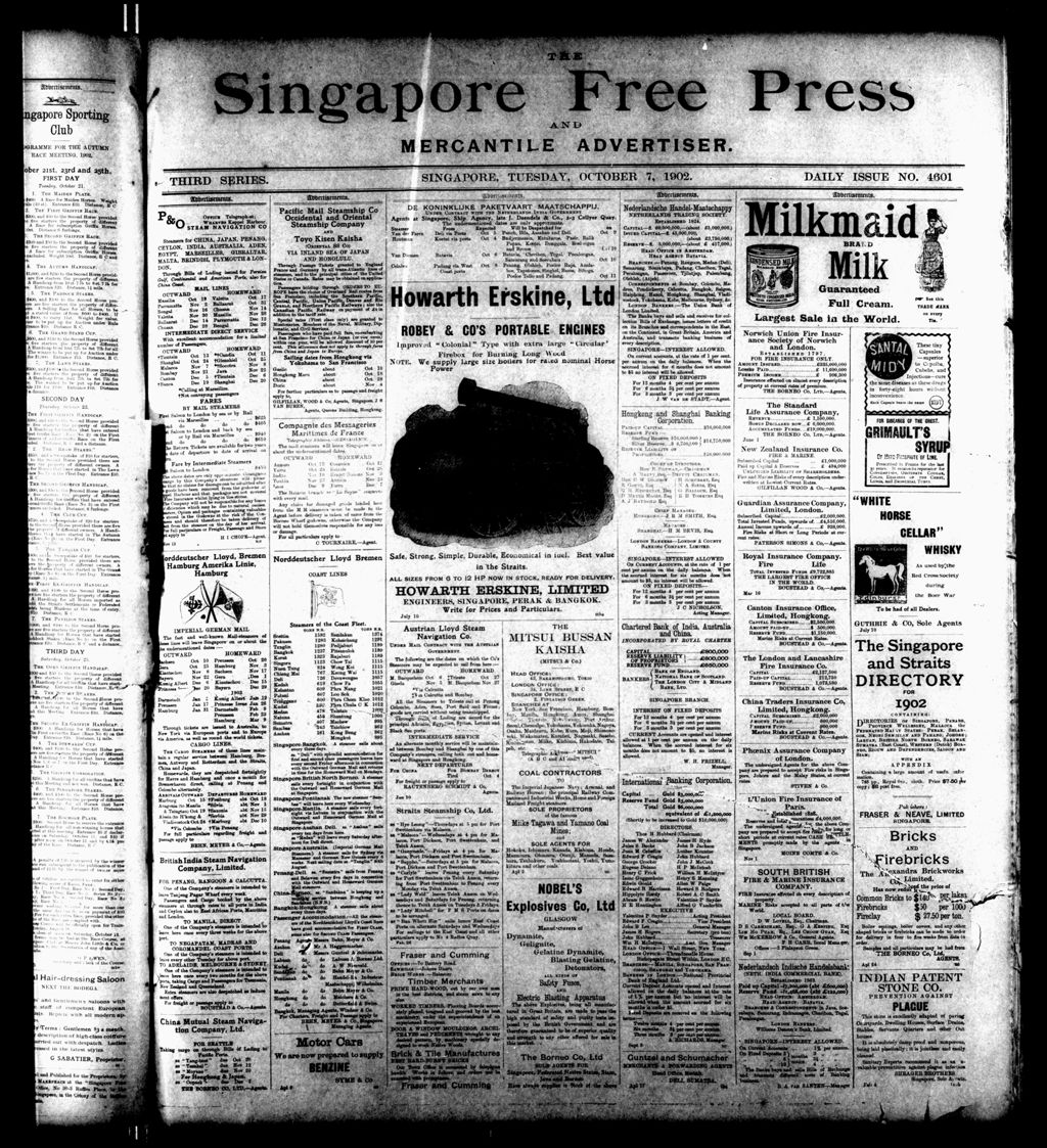 Miniature of Singapore Free Press and Mercantile Advertiser 07 October 1902