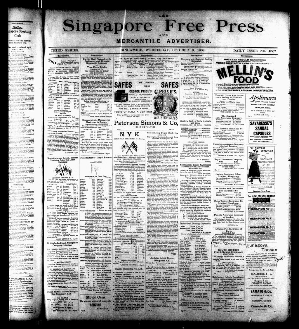 Miniature of Singapore Free Press and Mercantile Advertiser 08 October 1902