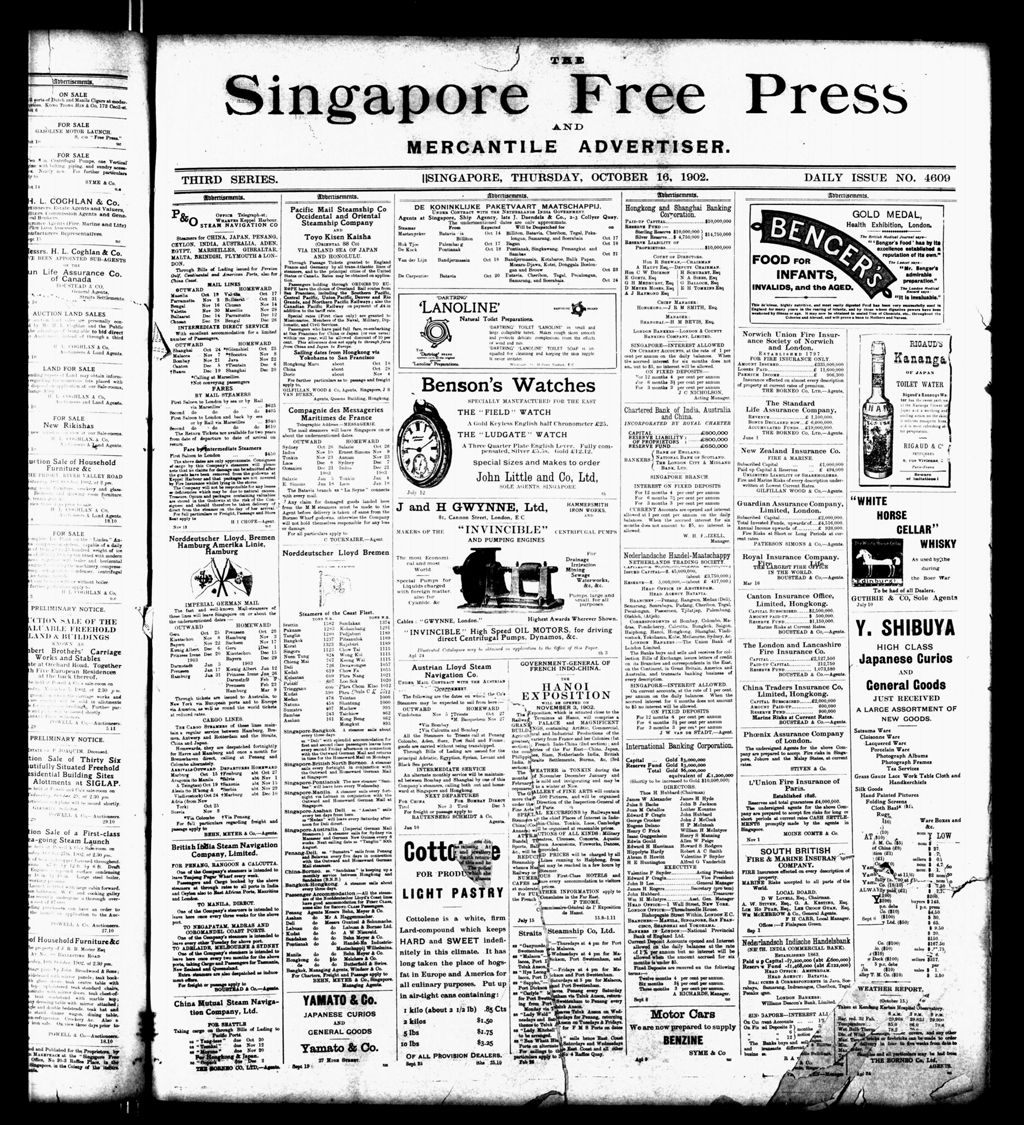 Miniature of Singapore Free Press and Mercantile Advertiser 16 October 1902