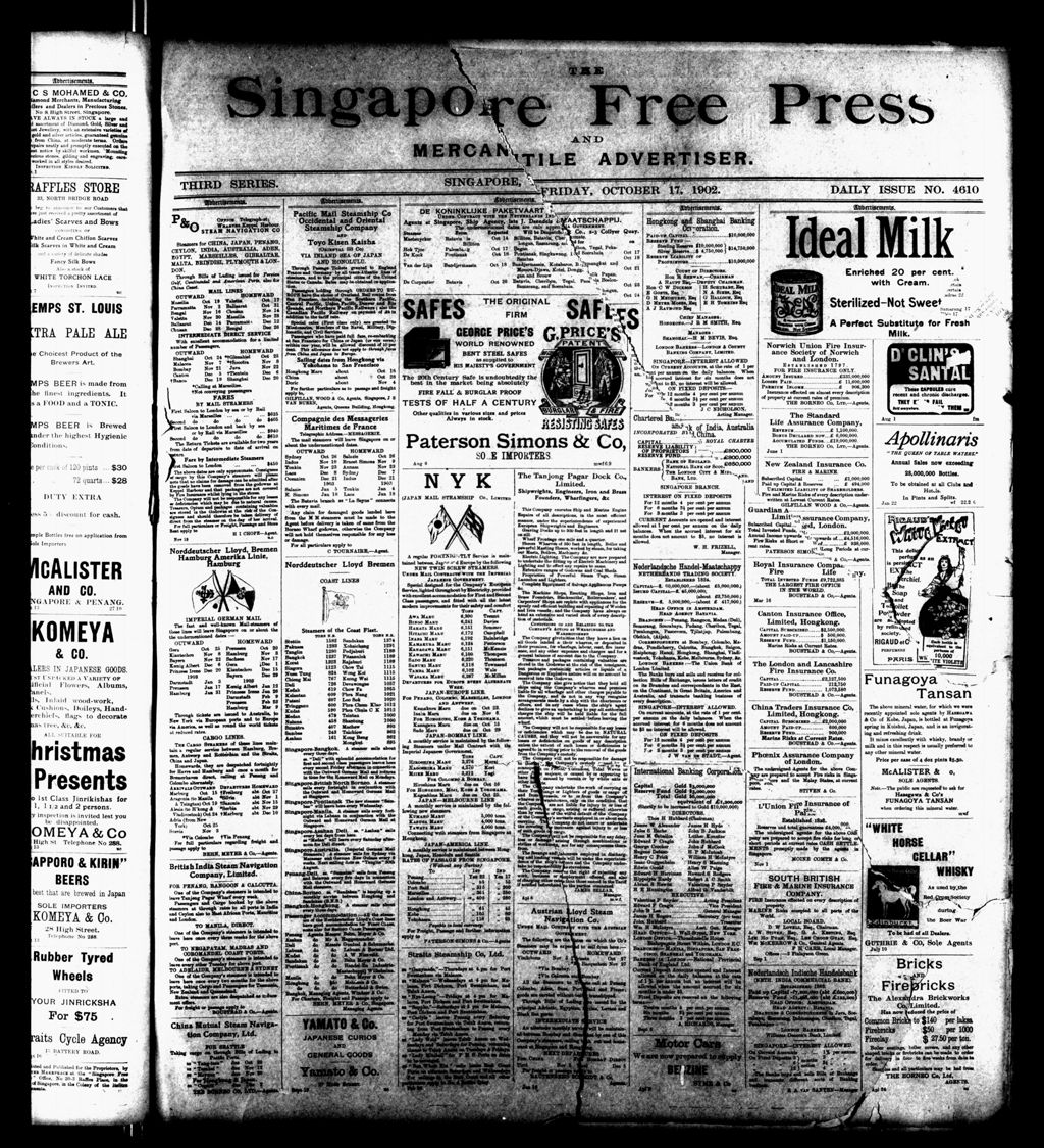 Miniature of Singapore Free Press and Mercantile Advertiser 17 October 1902