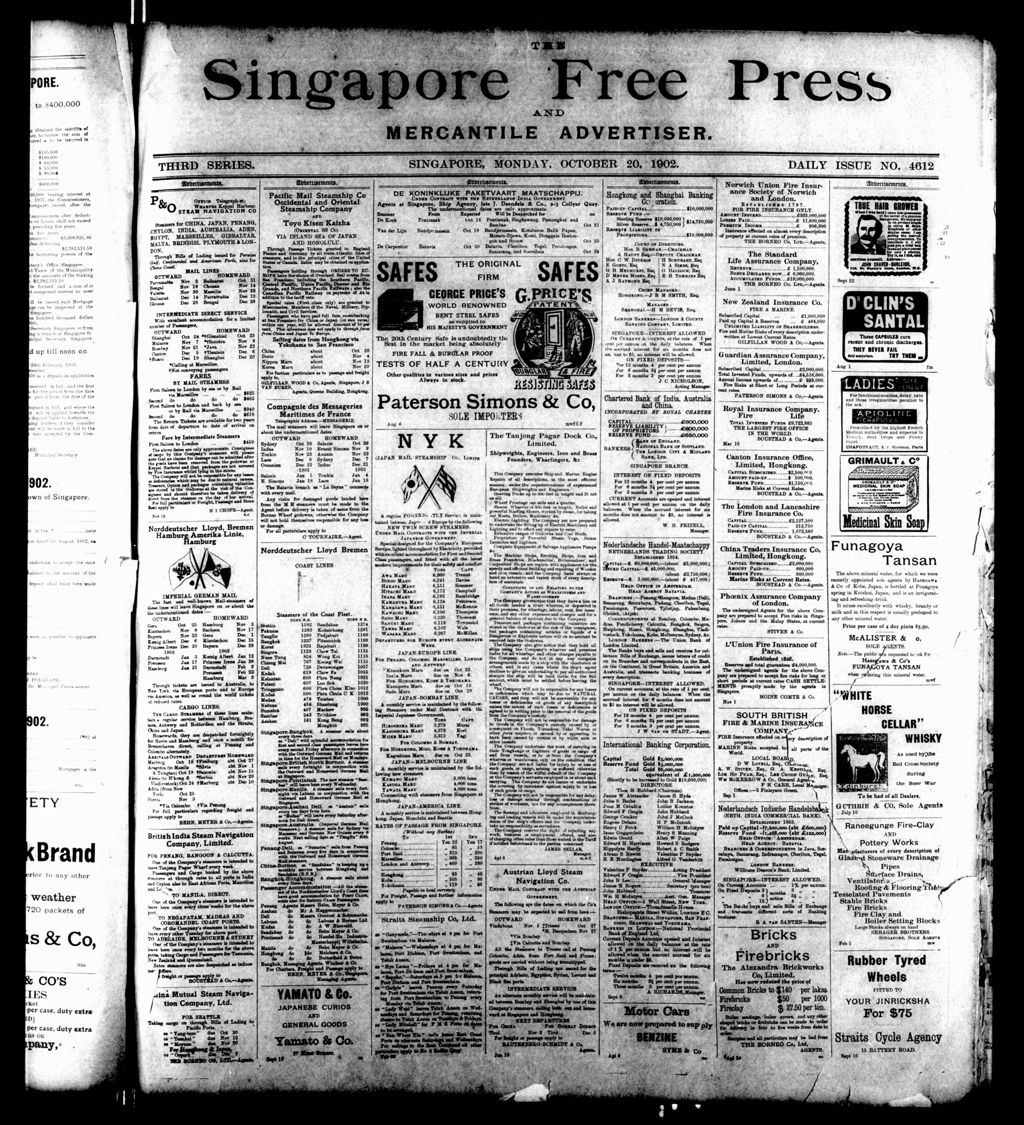 Miniature of Singapore Free Press and Mercantile Advertiser 20 October 1902