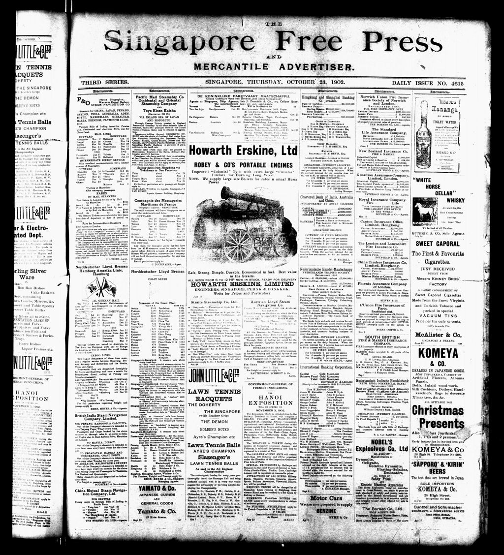 Miniature of Singapore Free Press and Mercantile Advertiser 23 October 1902