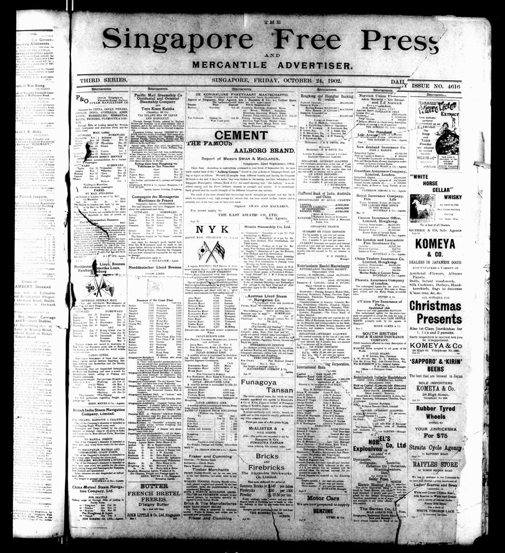 Miniature of Singapore Free Press and Mercantile Advertiser 24 October 1902