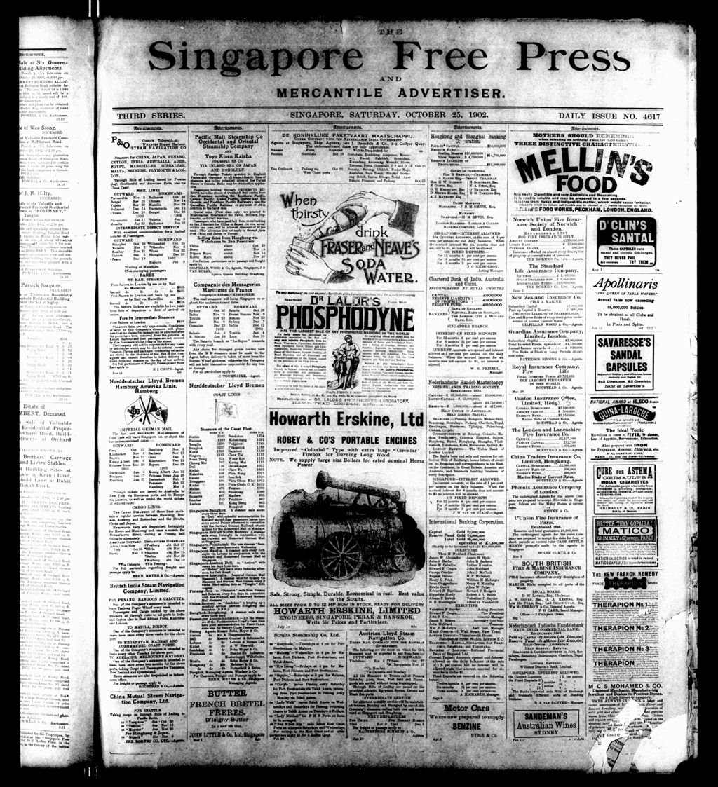 Miniature of Singapore Free Press and Mercantile Advertiser 25 October 1902