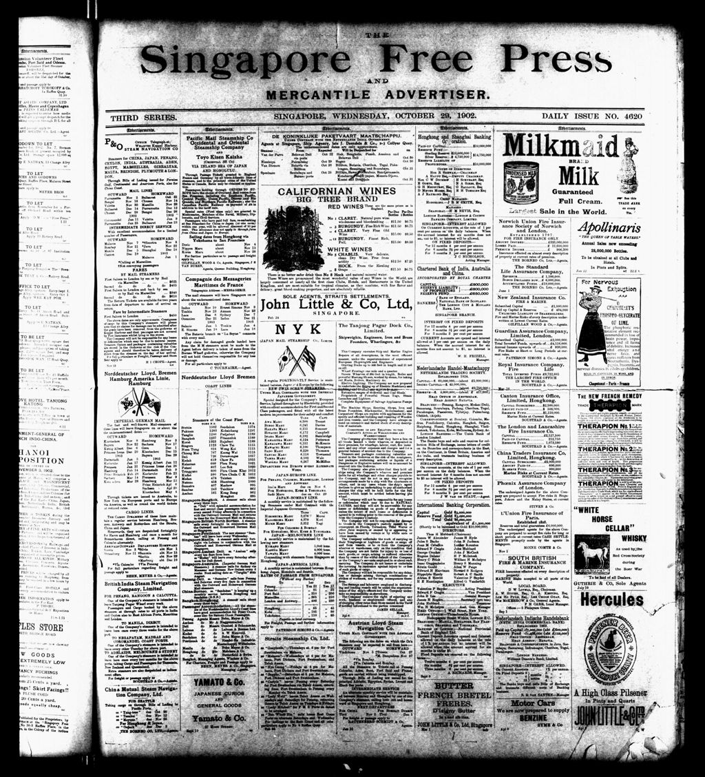 Miniature of Singapore Free Press and Mercantile Advertiser 29 October 1902