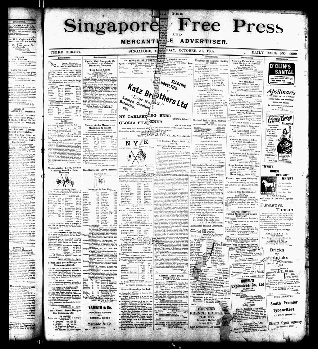 Miniature of Singapore Free Press and Mercantile Advertiser 31 October 1902