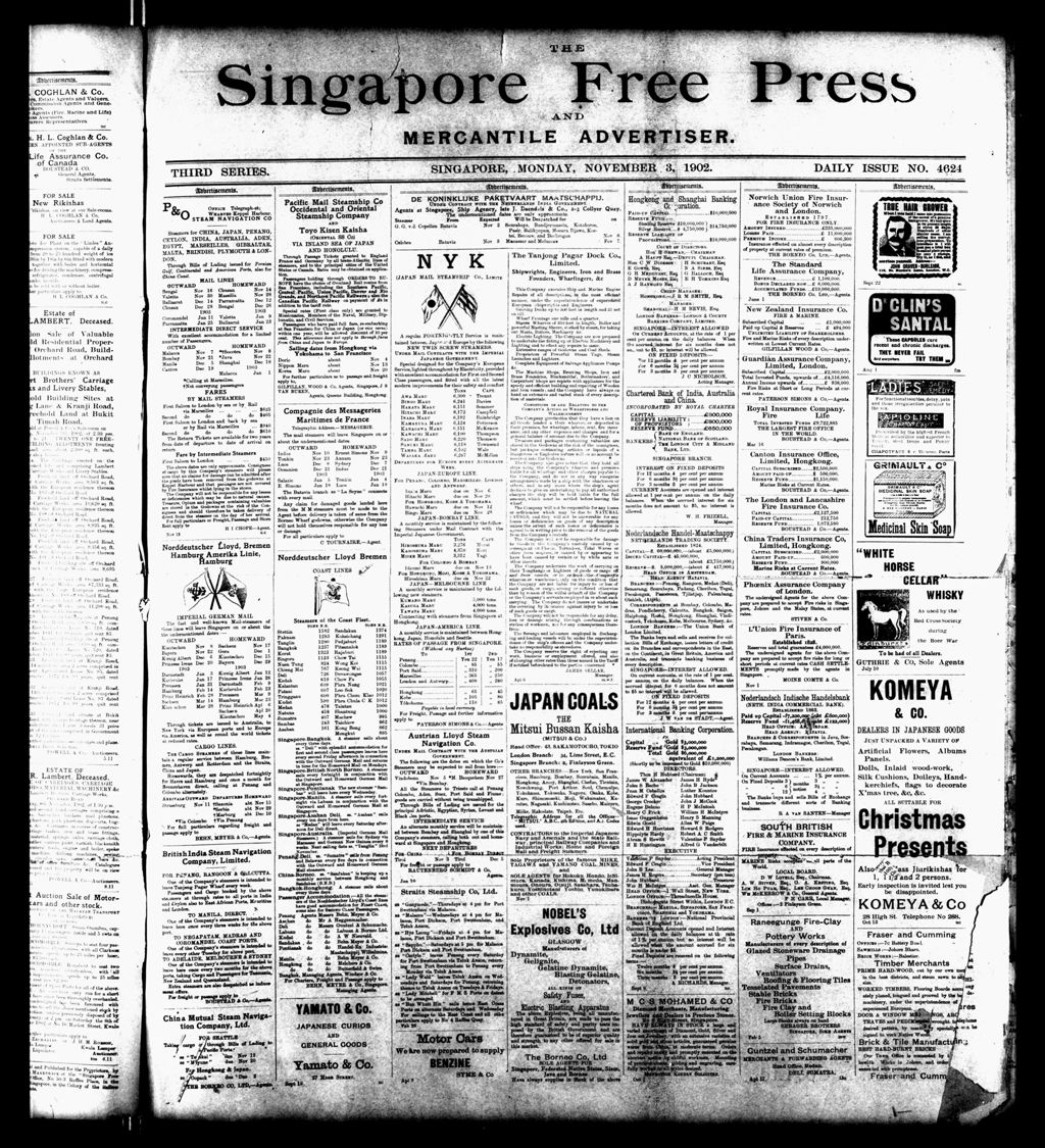 Miniature of Singapore Free Press and Mercantile Advertiser 03 November 1902