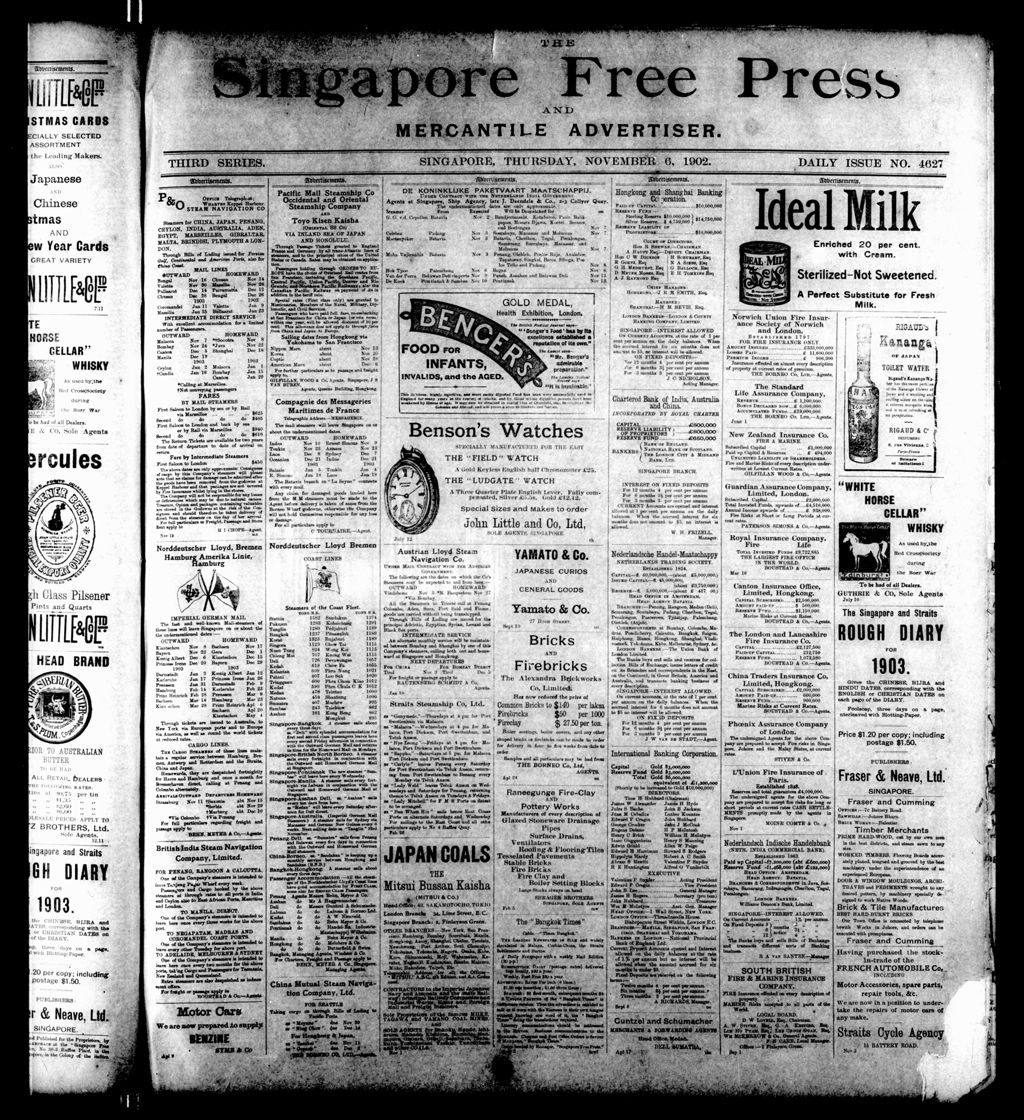 Miniature of Singapore Free Press and Mercantile Advertiser 06 November 1902