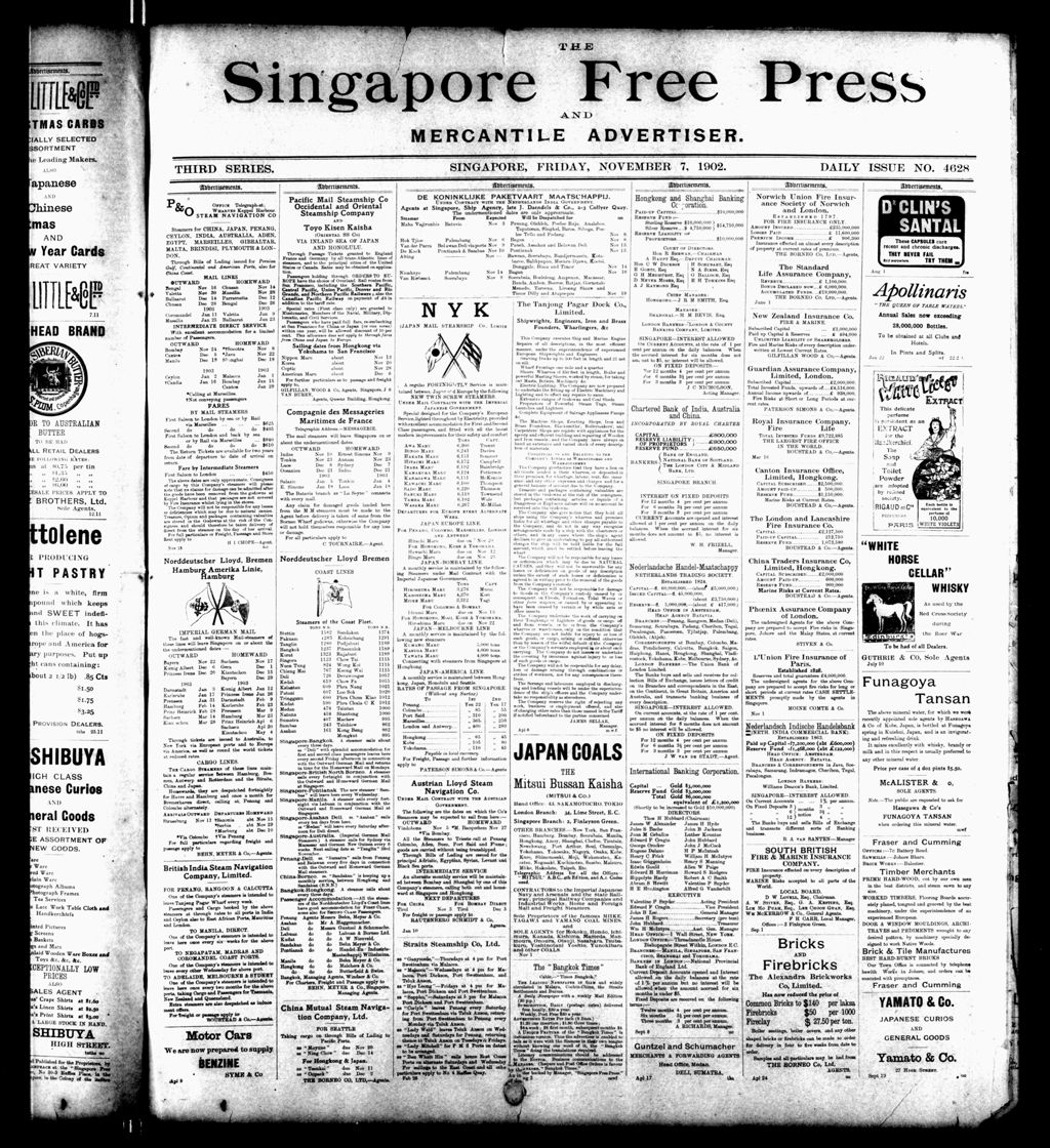 Miniature of Singapore Free Press and Mercantile Advertiser 07 November 1902