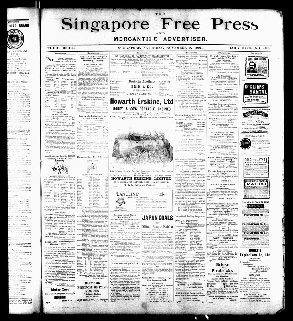 Miniature of Singapore Free Press and Mercantile Advertiser 08 November 1902