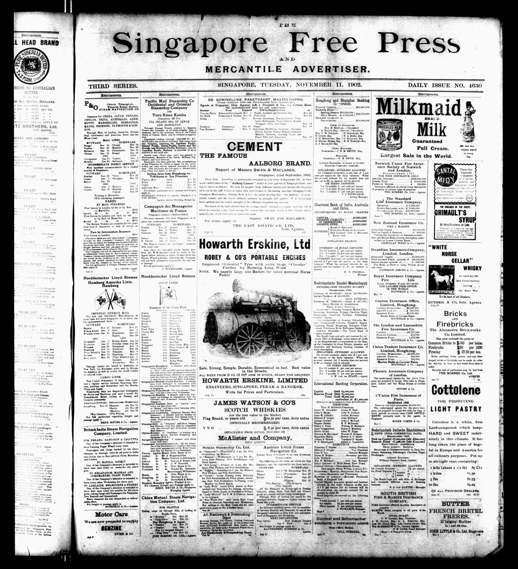 Miniature of Singapore Free Press and Mercantile Advertiser 11 November 1902