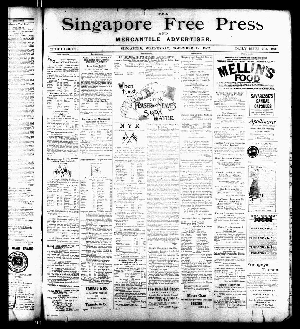 Miniature of Singapore Free Press and Mercantile Advertiser 12 November 1902