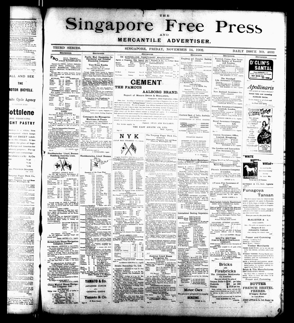 Miniature of Singapore Free Press and Mercantile Advertiser 14 November 1902