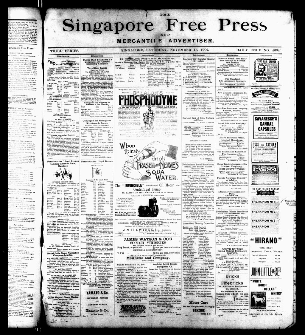 Miniature of Singapore Free Press and Mercantile Advertiser 15 November 1902