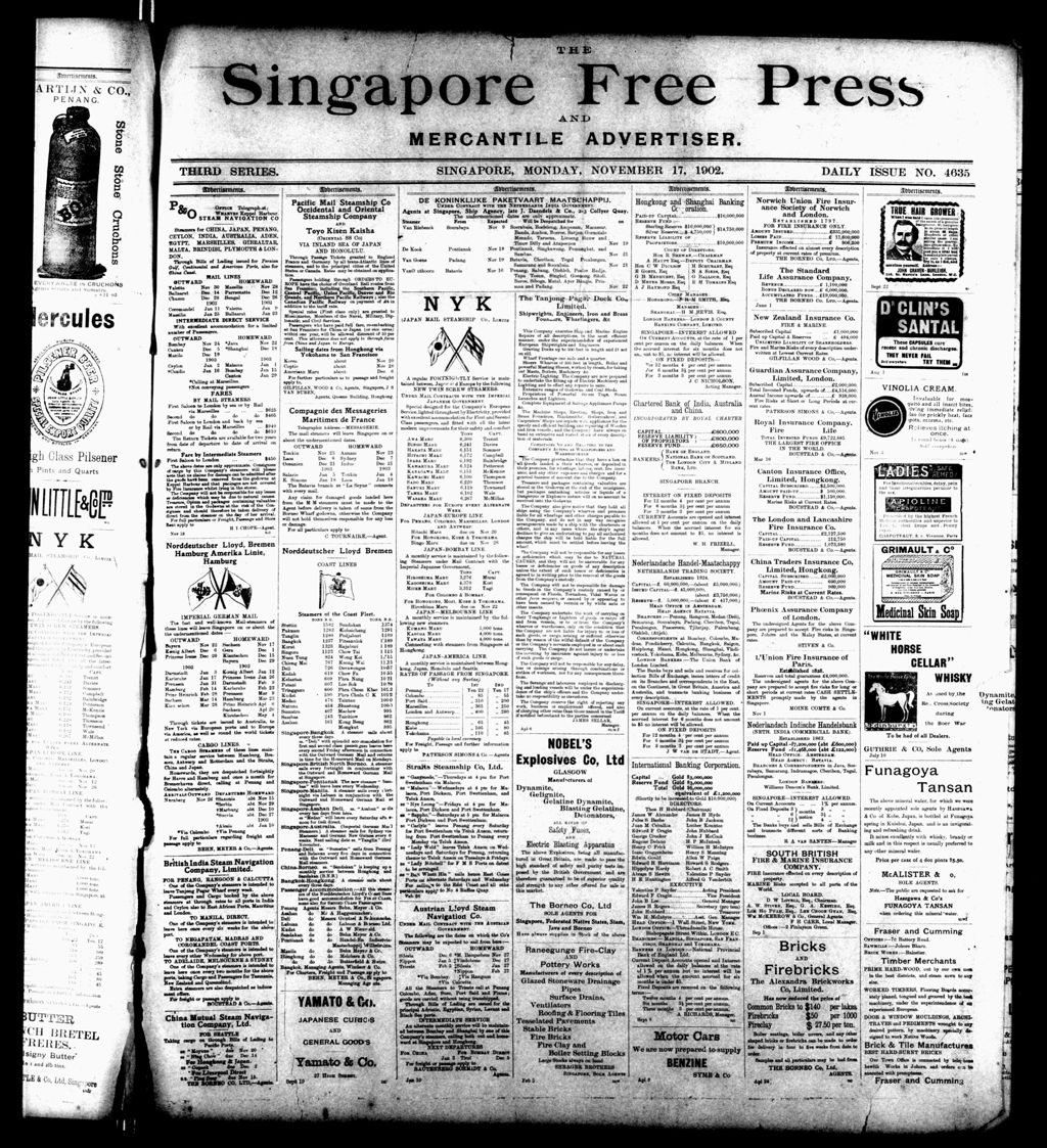 Miniature of Singapore Free Press and Mercantile Advertiser 17 November 1902