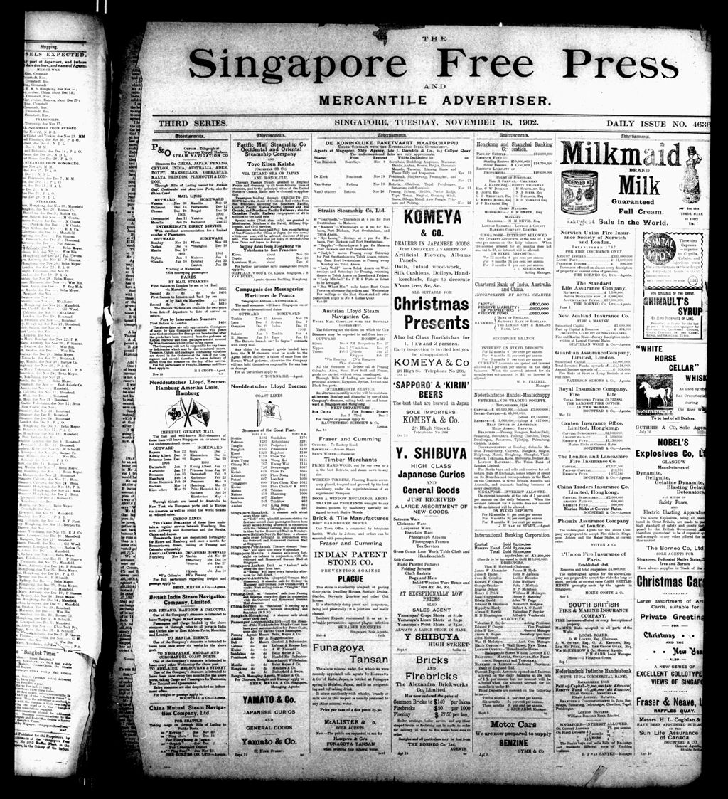 Miniature of Singapore Free Press and Mercantile Advertiser 18 November 1902