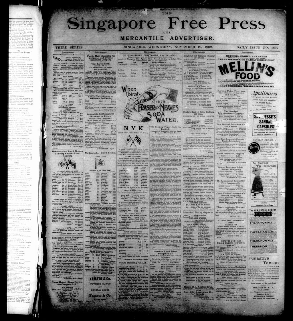 Miniature of Singapore Free Press and Mercantile Advertiser 19 November 1902