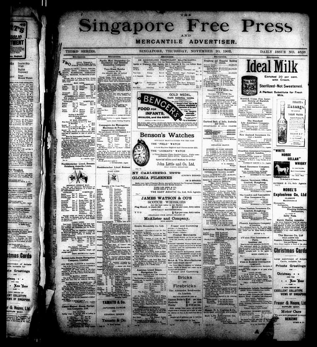 Miniature of Singapore Free Press and Mercantile Advertiser 20 November 1902