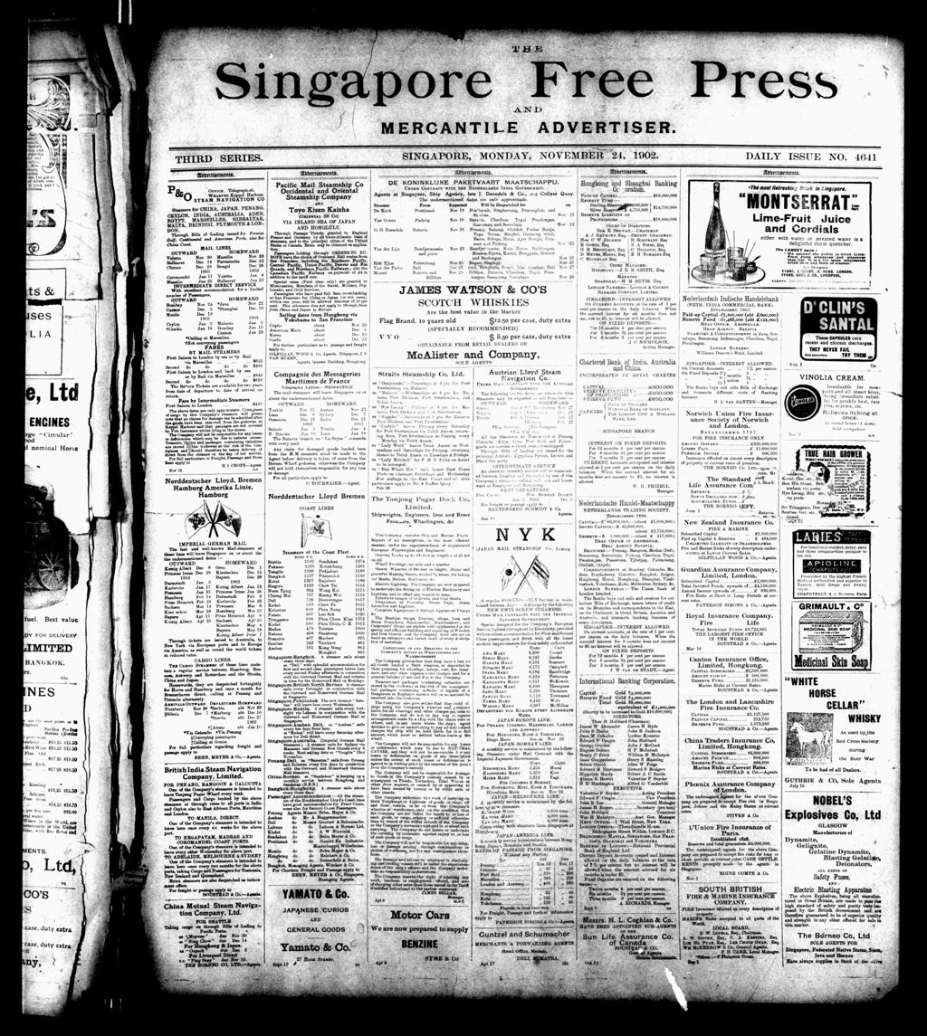 Miniature of Singapore Free Press and Mercantile Advertiser 24 November 1902