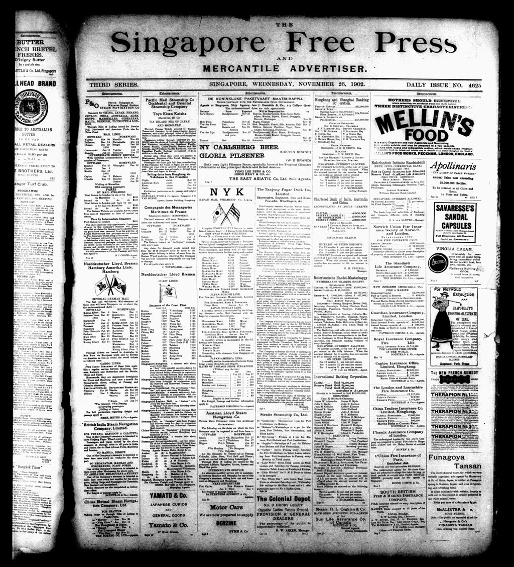 Miniature of Singapore Free Press and Mercantile Advertiser 26 November 1902