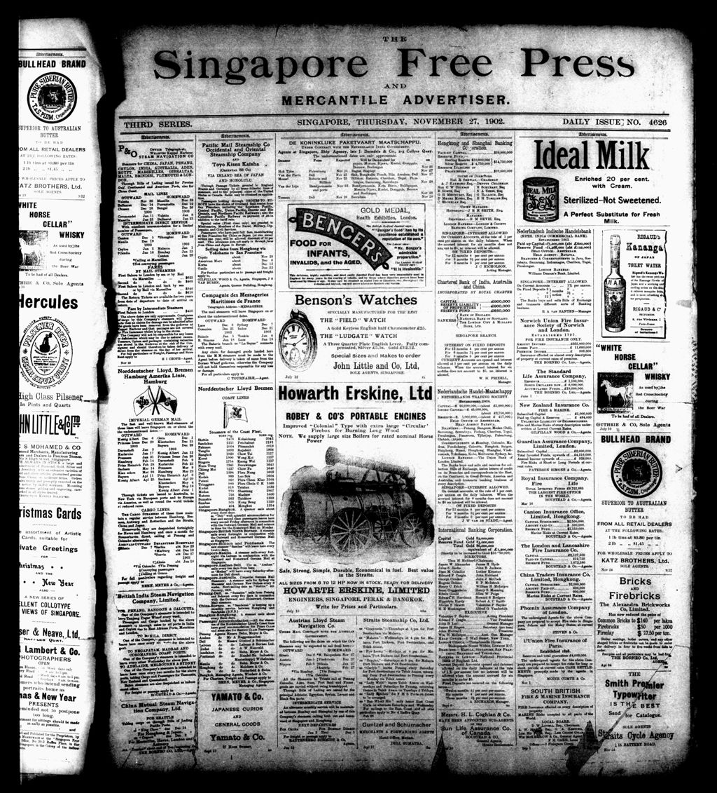 Miniature of Singapore Free Press and Mercantile Advertiser 27 November 1902